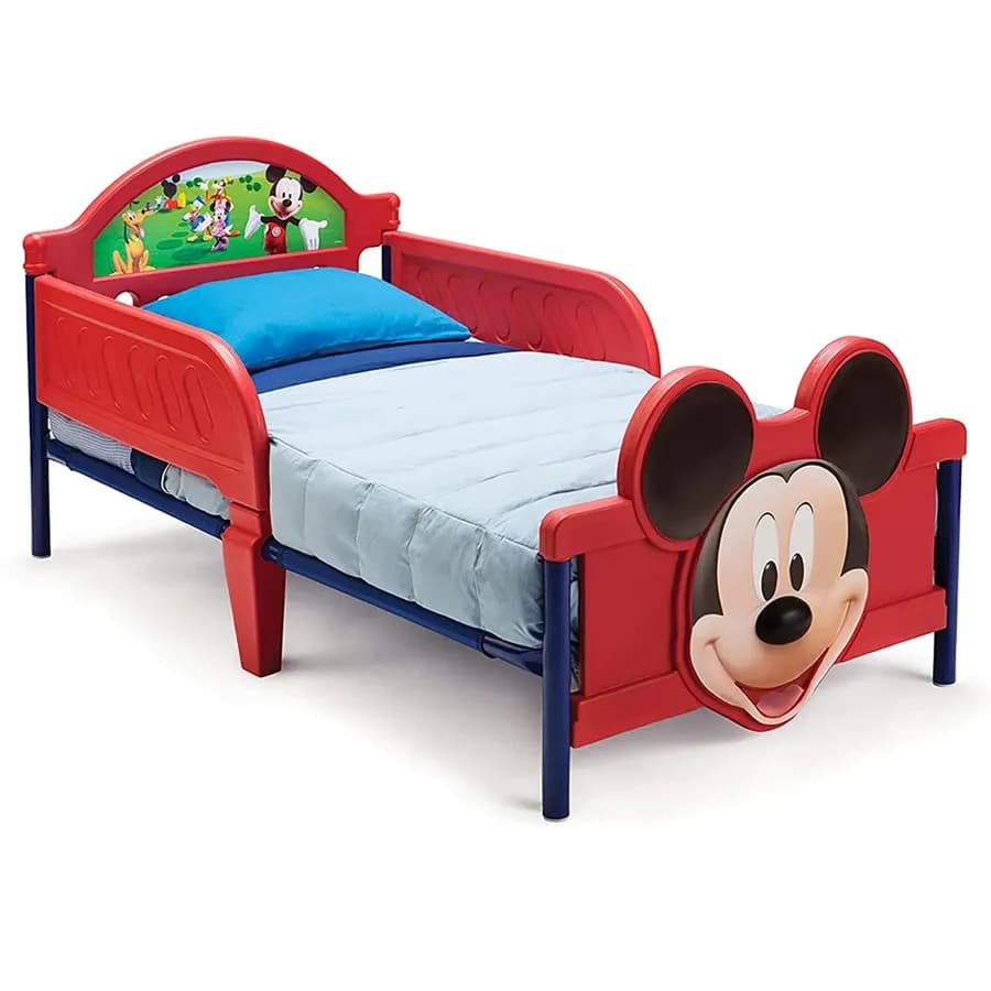 Delta Children - Mickey Mouse Plastic 3D Footboard Toddler Bed W/ Guardrail (Mattress Not Included)