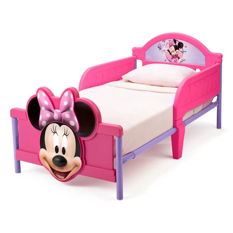 Delta Children - Minnie Mouse Plastic 3D Footboard Toddler Bed W/ Guardrail (Mattress Not Included)