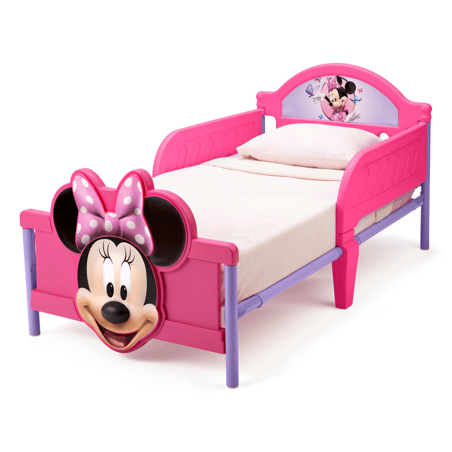 Delta Children - Minnie Mouse Plastic 3D Footboard Toddler Bed W/ Guardrail (Mattress Not Included)