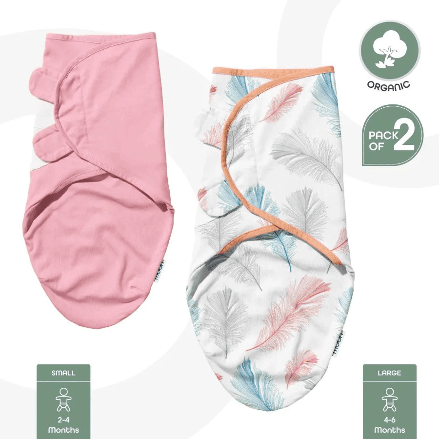 Moon Organic Swaddle, Feather (Pink)