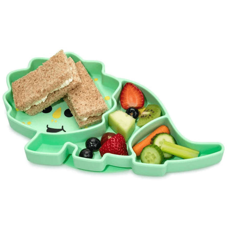 Melii Divided Silicone Suction Plate - Green Dinosaur