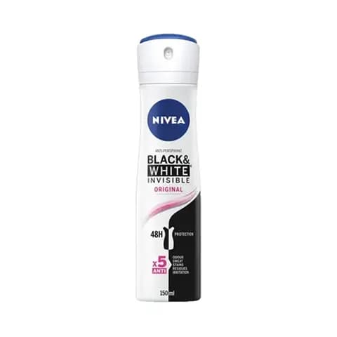 Nivea Antiperspirant Spray For Women, Black & White Invisible Protection Original, 150 Ml