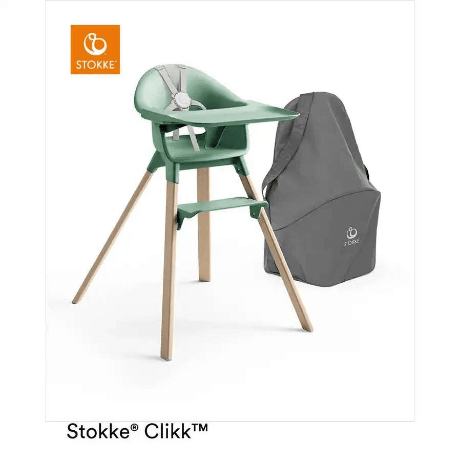 Stokke Clikk Highchair (Clover Green) + Travel Bag (Dark Grey)
