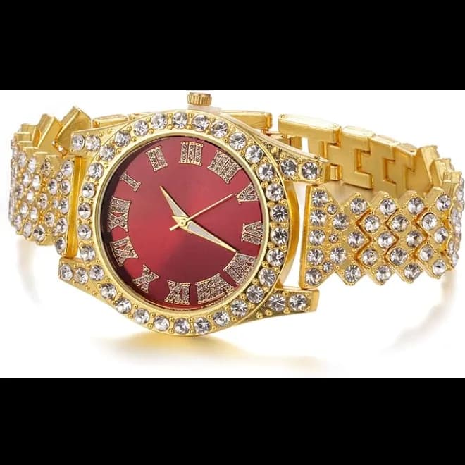 Jongo Rhinestone Trend Ladies Roman Dial Watch Watch Stainless Steel Bracelet - Red