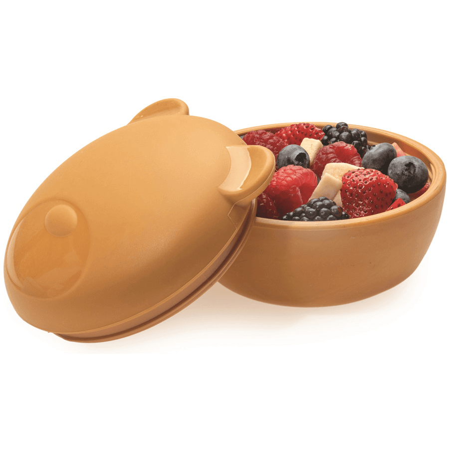 Melii Silicone Bowl With Lid Brown Bear 350 Ml
