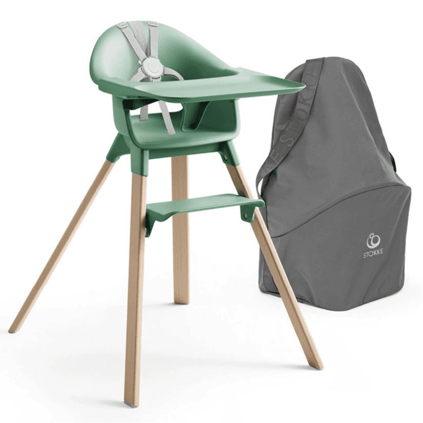Stokke Clikk Highchair (Clover Green) + Travel Bag (Dark Grey)