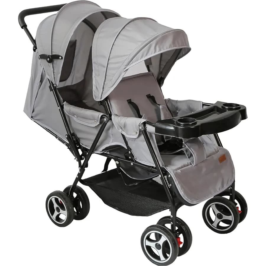 Moon Magnum Tandem Easy Fold Twin Travel Stroller (Light Grey)