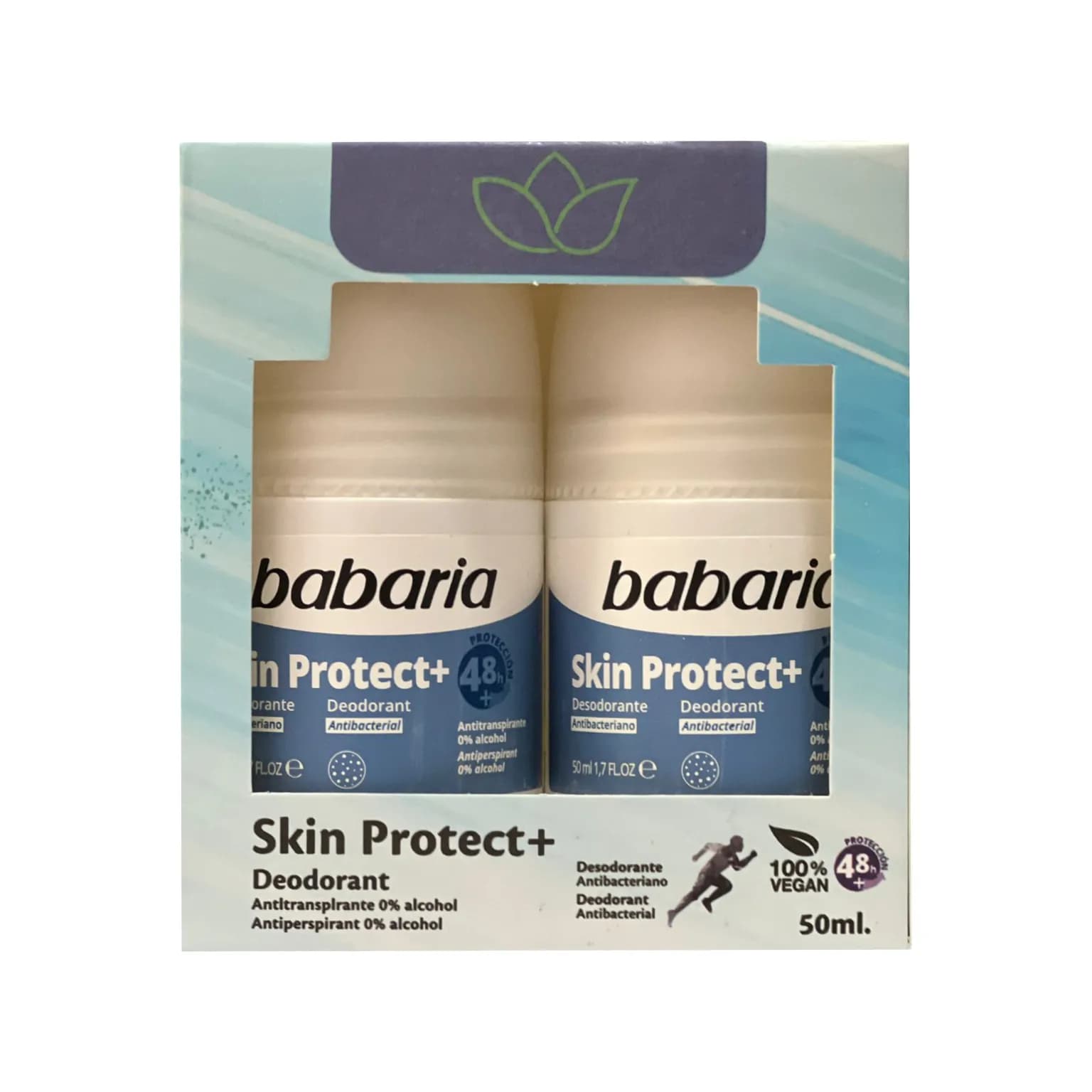 Babaria Deodorant Roll On Skin Protect +50  48 Hr 50Ml* 2 Pcs
