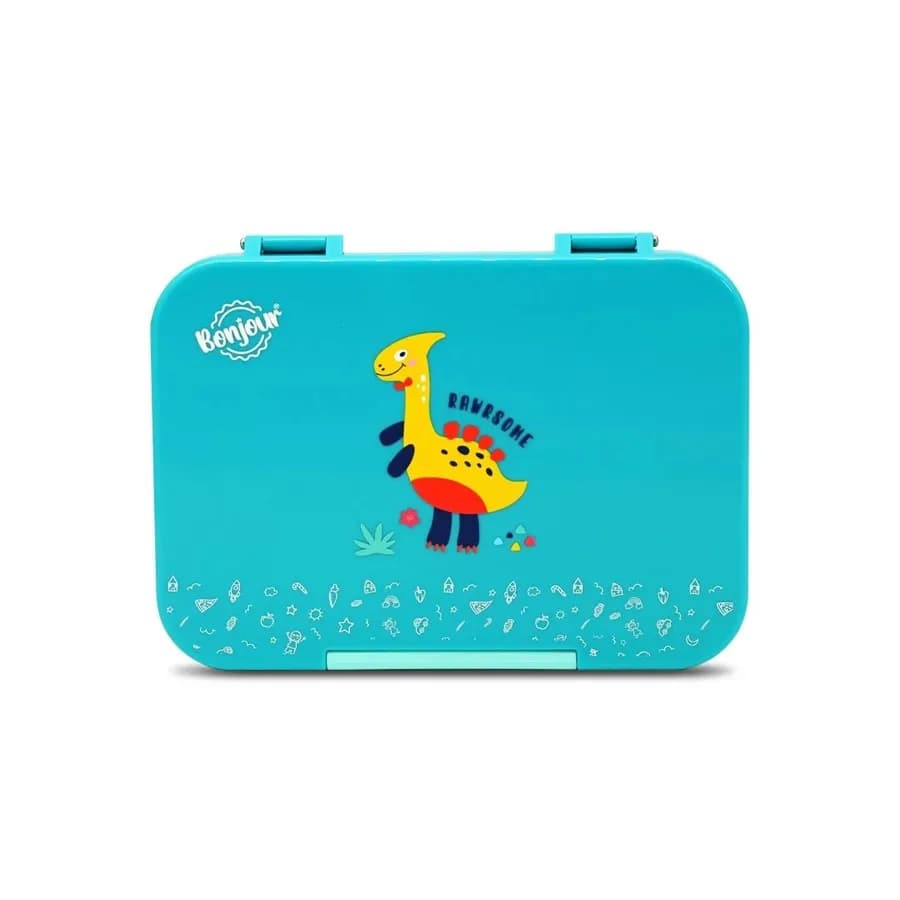 Bonjour Snax Box Uni Clip Bento Mini Lunch Box 6/4 Compartments (Green Dino)