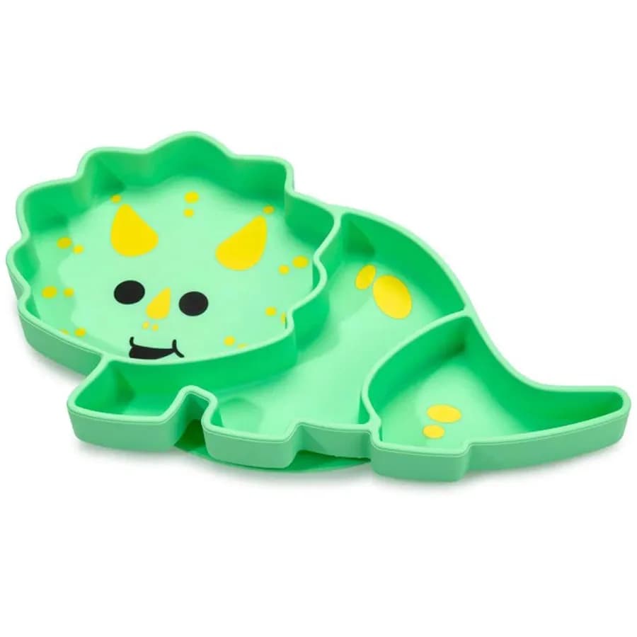 Melii Divided Silicone Suction Plate - Green Dinosaur