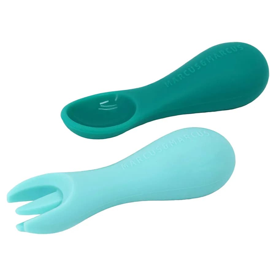 Marcus & Marcus Silicone Palm Grasp Spoon & Fork Set - Ollie