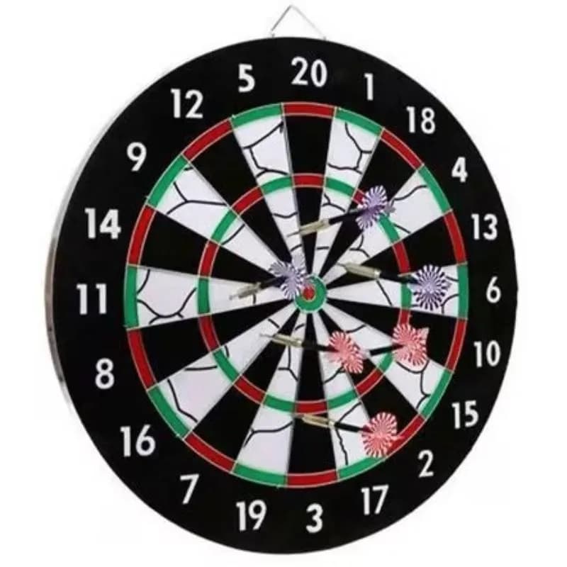 Flocked Dartboard With 6 Darts - 18"