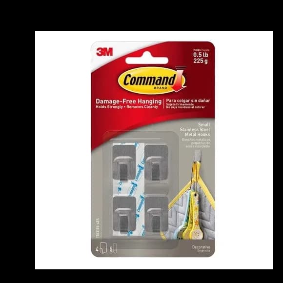 3M Command Small Metallic Hook Stainless Steel