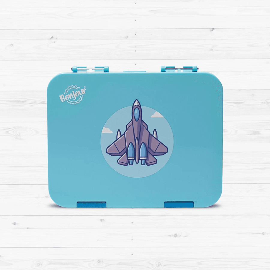 Bonjour Tiff Box Dual Clip Bento Lunch Box, 6/4 Compartments (Blue Jet)