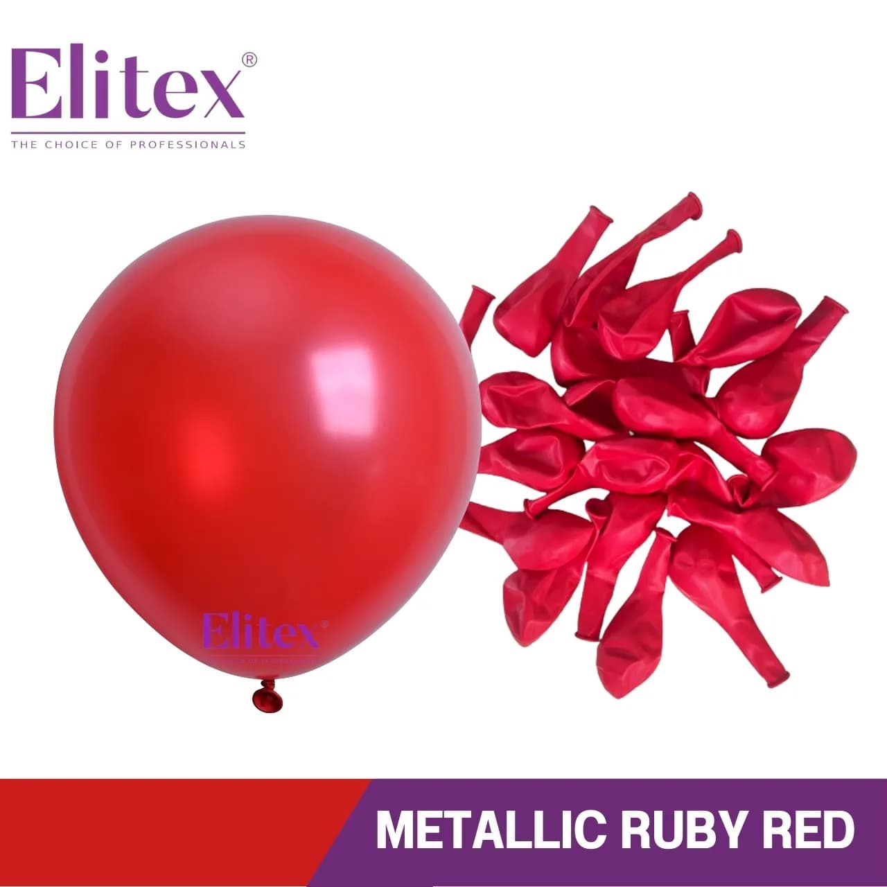 12 Inch Round Balloon Metallic Ruby Red (50 Pcs)