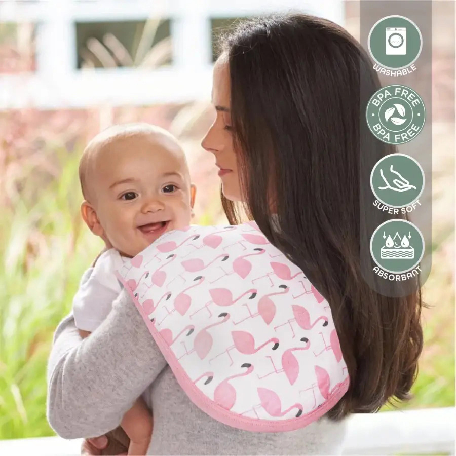 Moon Organic Burpy Bib Pack Of 3 (Feather & Pink)