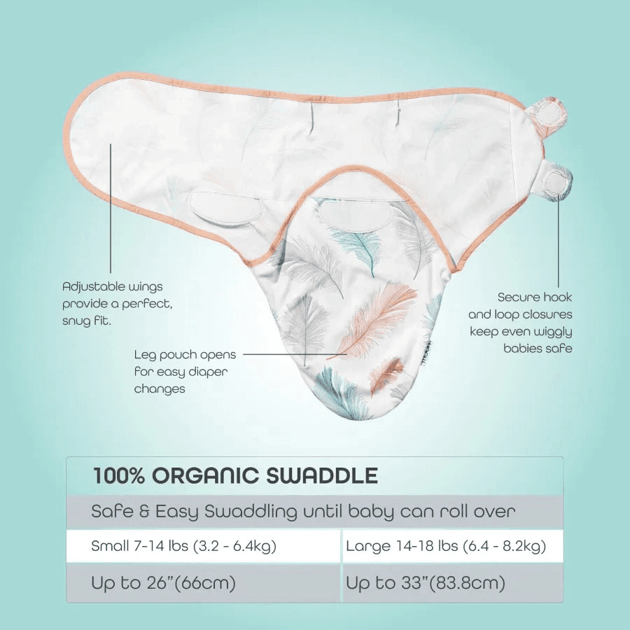 Moon Organic Swaddle, Feather (Pink)
