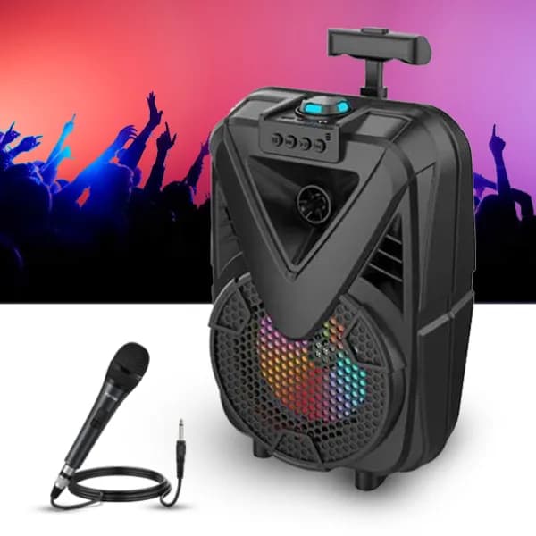 Rmn Portable Outdoor Speaker Color Lamp,Trolley Wireless Led Trolley Speaker For Party, Battery Powered Speaker 8 Inch Speaker With Microphone