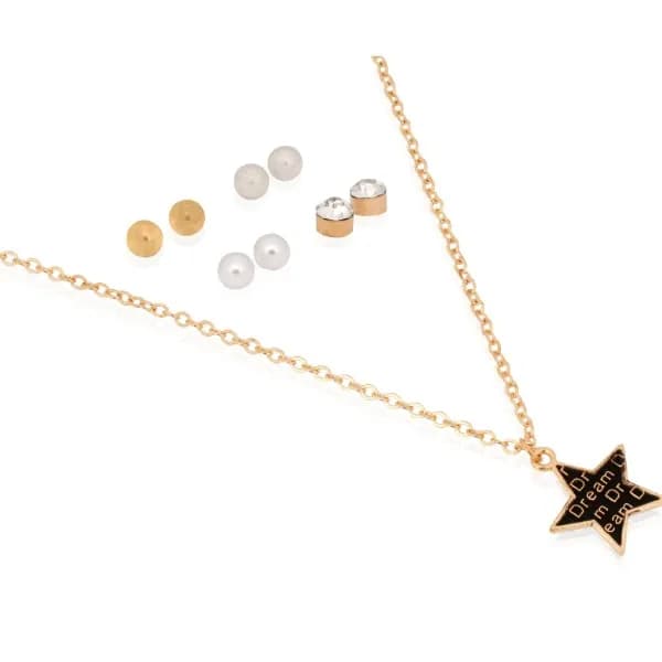 5 Pieces Star Locket Jewellery Set 31647 Gold