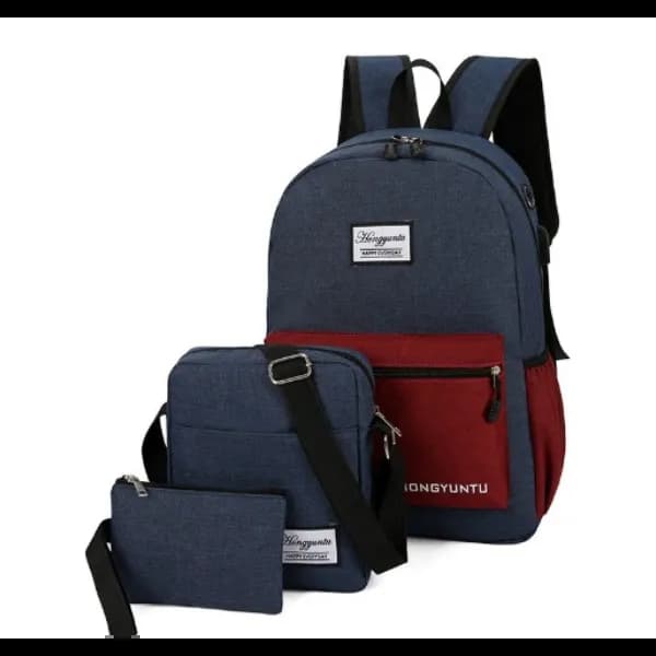 Galaxy Unisex Set Of 3 Pieces Business Laptop Backpack - Blue