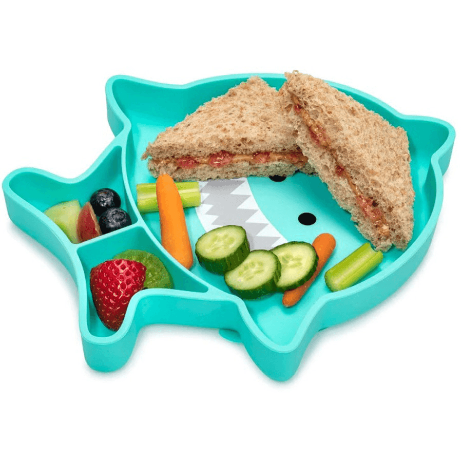 Melii Divided Silicone Suction Plate Turquoise Shark