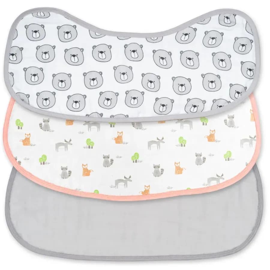 Moon Organic Burpy Bib Pack Of 3 (Forest & Grey)