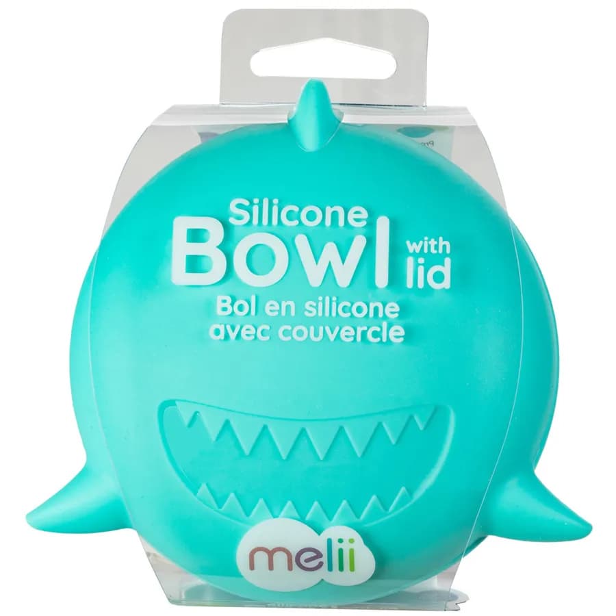 Melii Silicone Bowl With Lid Turquoise Shark 350 Ml