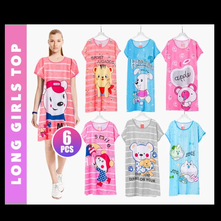 6 Pcs Girls Long Top