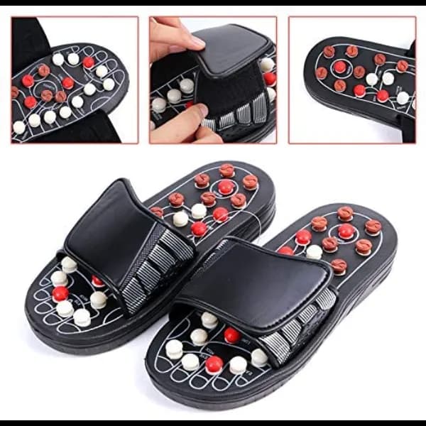 Acupuncture Therapy Foot Massage 40/41 Sized Slippers - Black