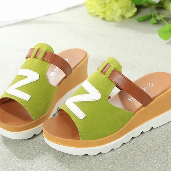 Women Loafers Non Slip Thick Bottom Fashion Wedge Sandals Eu 36 - Green