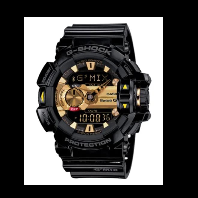 Casio Gba-400-1A9Dr G-Shock Bluetooth Music Control Analog Digital Watch - Black And Gold