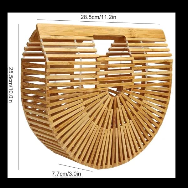 Portable Wooden Bamboo Beach Basket For Women