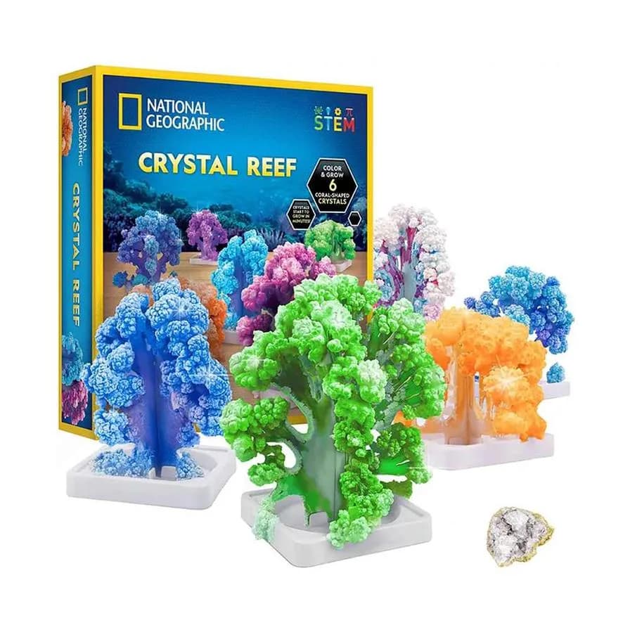 Embark On An Underwater Adventure With National Geographic Crystal Reef Growing Lab Stem Kit. Includes 2 Carnation Corals, 2 Staghorn Corals, And 2 Brain Corals For Creating A Diverse And Colorful Reef. Kids Can Color Each Paper Coral Shape With Watercolor Pens, Influencing The Color Of The Crystals That Grow. Watch In Awe As Crystals Begin To Form Within Minutes, With Full Growth In As Little As Six Hours, Plus A Real Geode Specimen To Explore. . . . . . . .