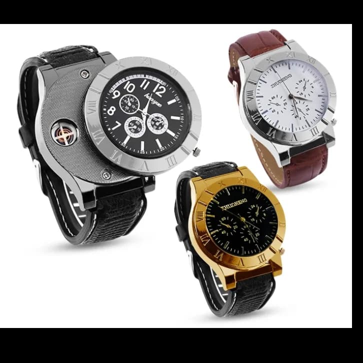 Cigarette Lighter Watch With Usb Electronic Rechargeable - Multi Color