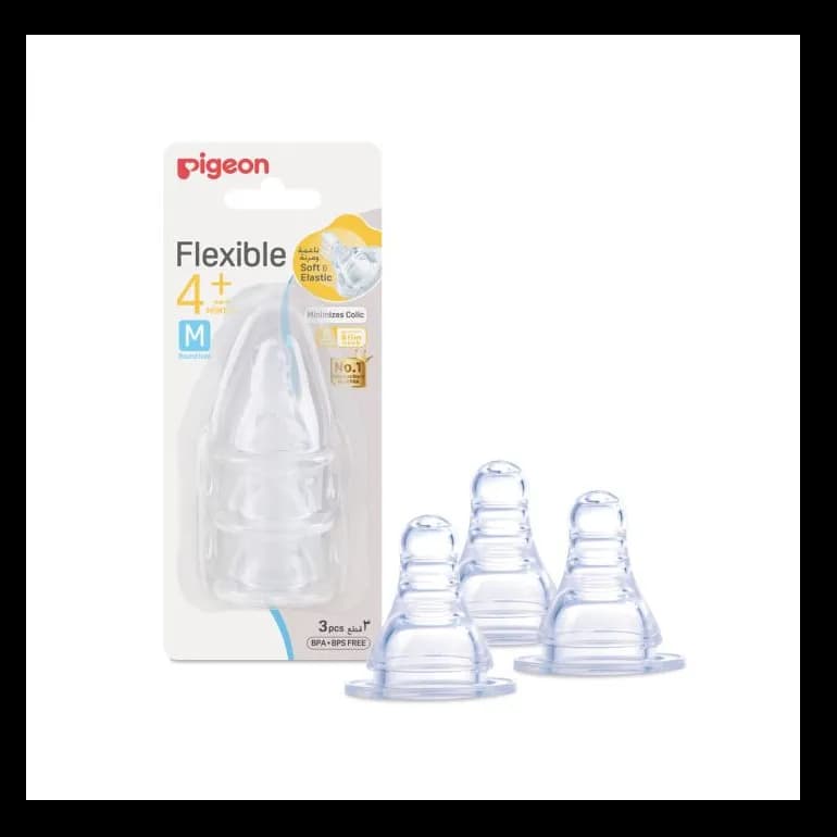 Pigeon Silicon Nipple Medium Flow 4-5M 3Pcs B17352