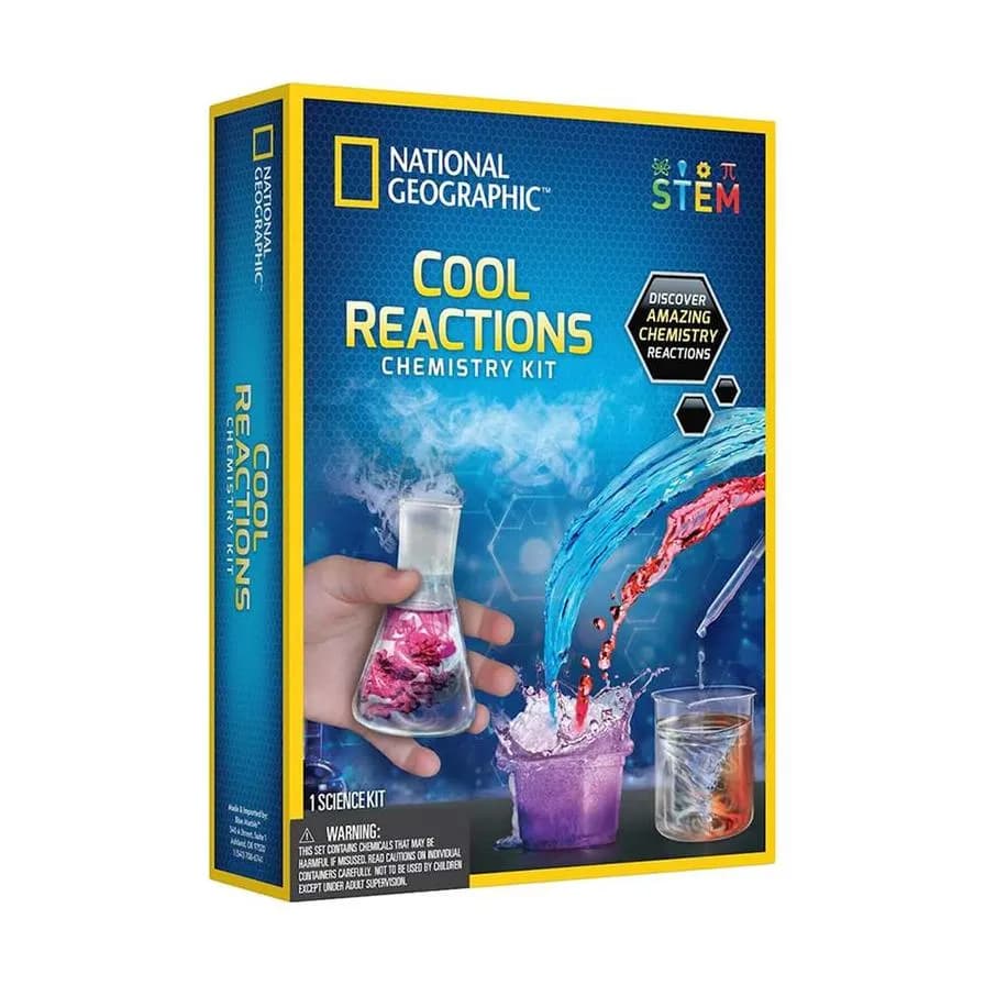 Delight All Future Chemists With National Geographic Cool Reactions Chemistry Set. From Glow-In-The-Dark Worms To Fizzing Reactions, This Kit Offers A Variety Of Unforgettable Activities. A Total Of 20 Experiments, Including 10 Bonus Experiments Using Common Household Items, Ensures The Fun Never Ends. Includes Safety Glasses, Gloves, And An Easy-Clean Experiment Tray For A Complete Stem Learning Experience. Comes With Kid-Friendly Instructions With Illustrations For Each Step, Providing Insight Into Chemical Reactions. . . . . . .