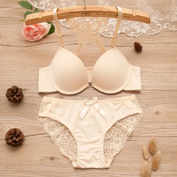 Beautiful Butterfly Embroidered Bridal Wired Lingerie Eu 38 - Beige