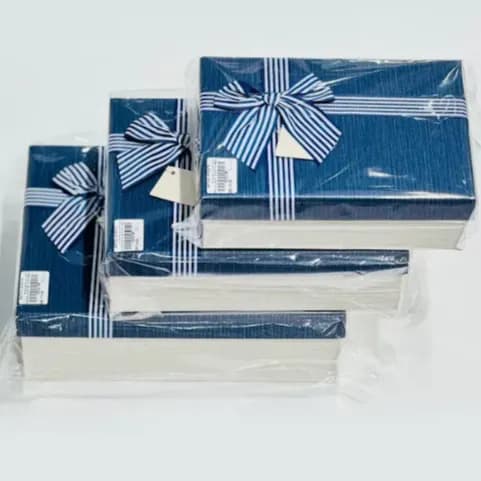 Blue Gift Box With Ribbon (3 Pcs)