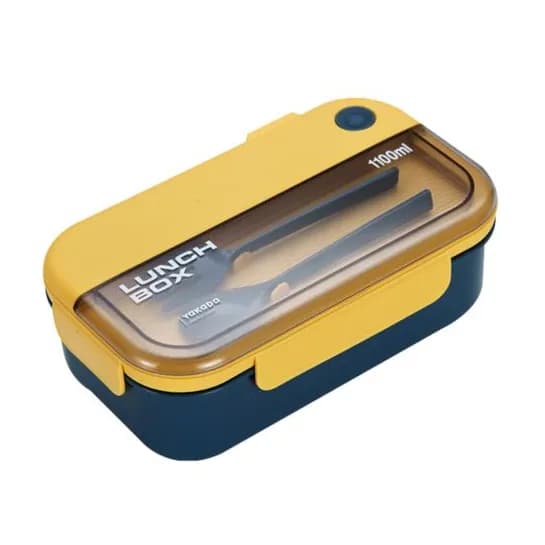Vague Divided Lunch Box With Fork And Spoon 1.1L Assorted