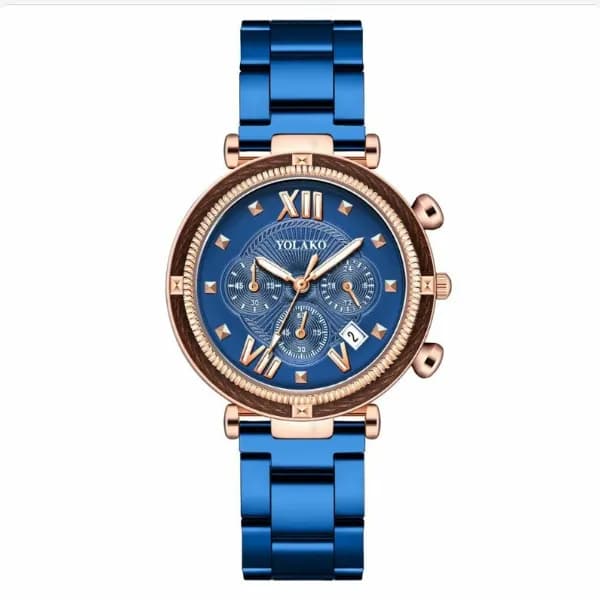 Starry Sky Analog Watch With Stainless Steel Strap For Women - Blue