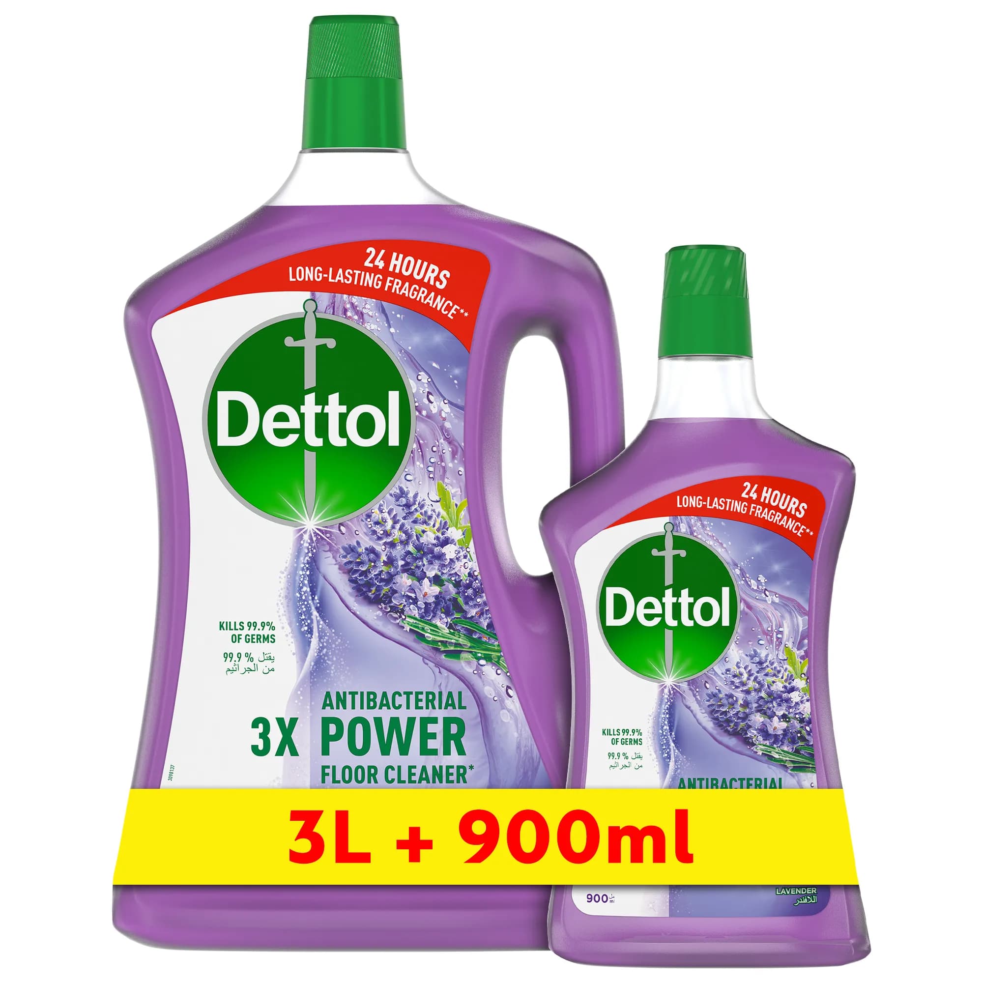 Dettol Power Floor Cleaner Lavender 3L +900Ml Free