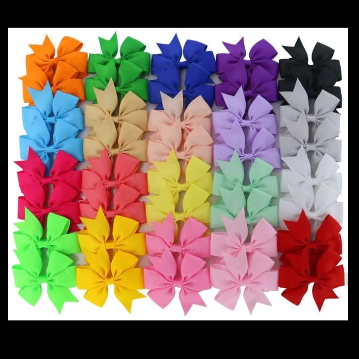 Multicolor 30 Piece Ribbon Boutique Hair Bow Clip For Girl