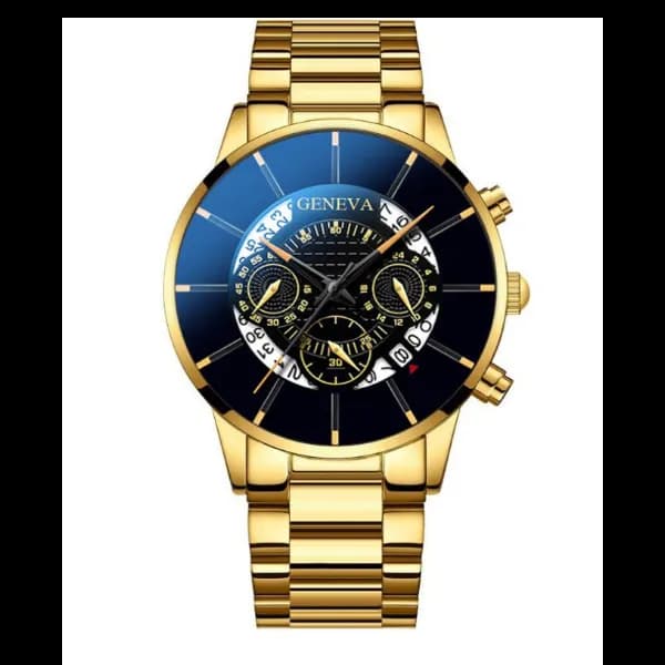 Geneva Top Luxury Brand Waterproof Analog Watches For Men - Gold And Black