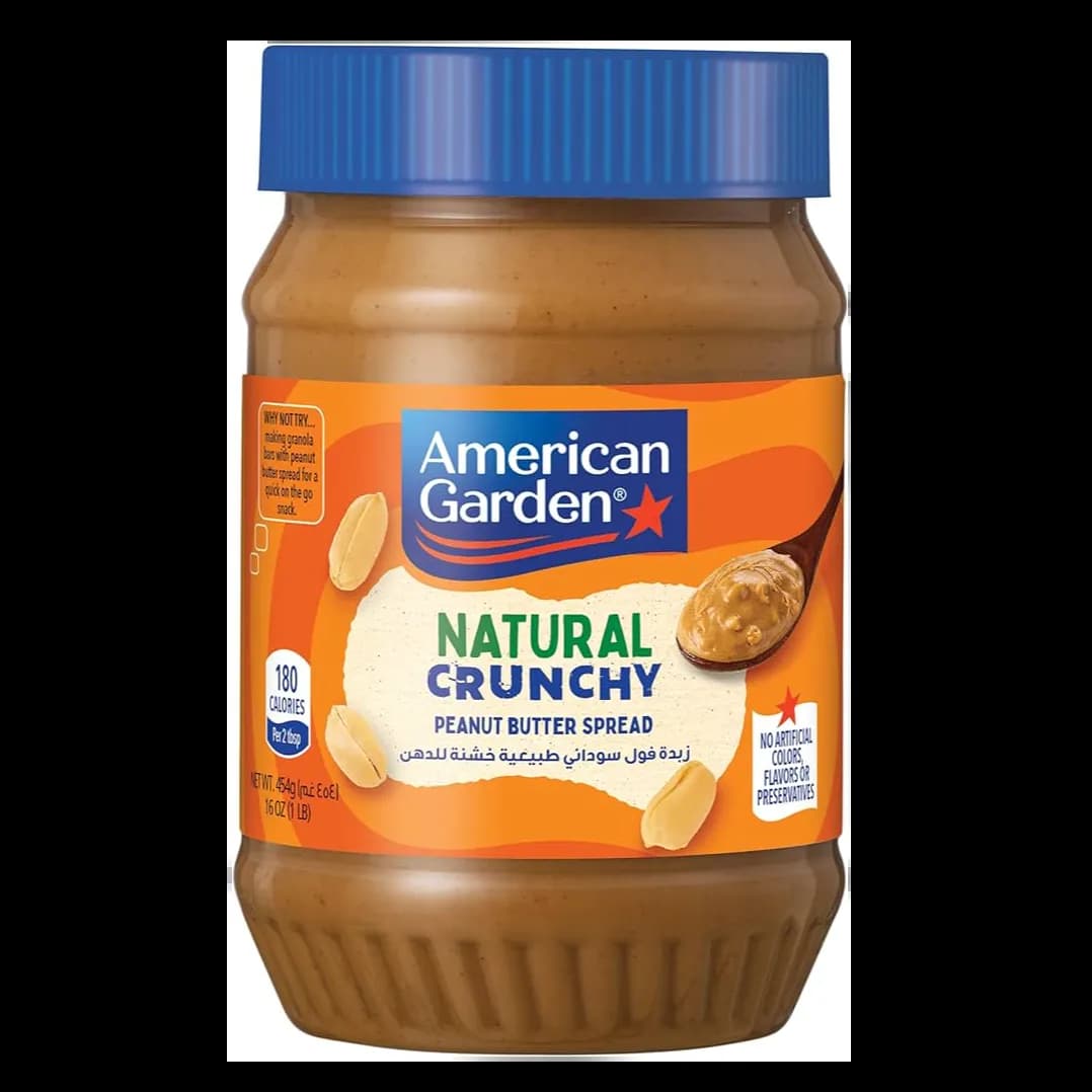 American Garden Natural Crunchy Peanut Butter 454G