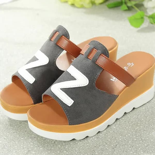 Women Loafers Non Slip Thick Bottom Fashion Wedge Sandals Eu 38 - Grey