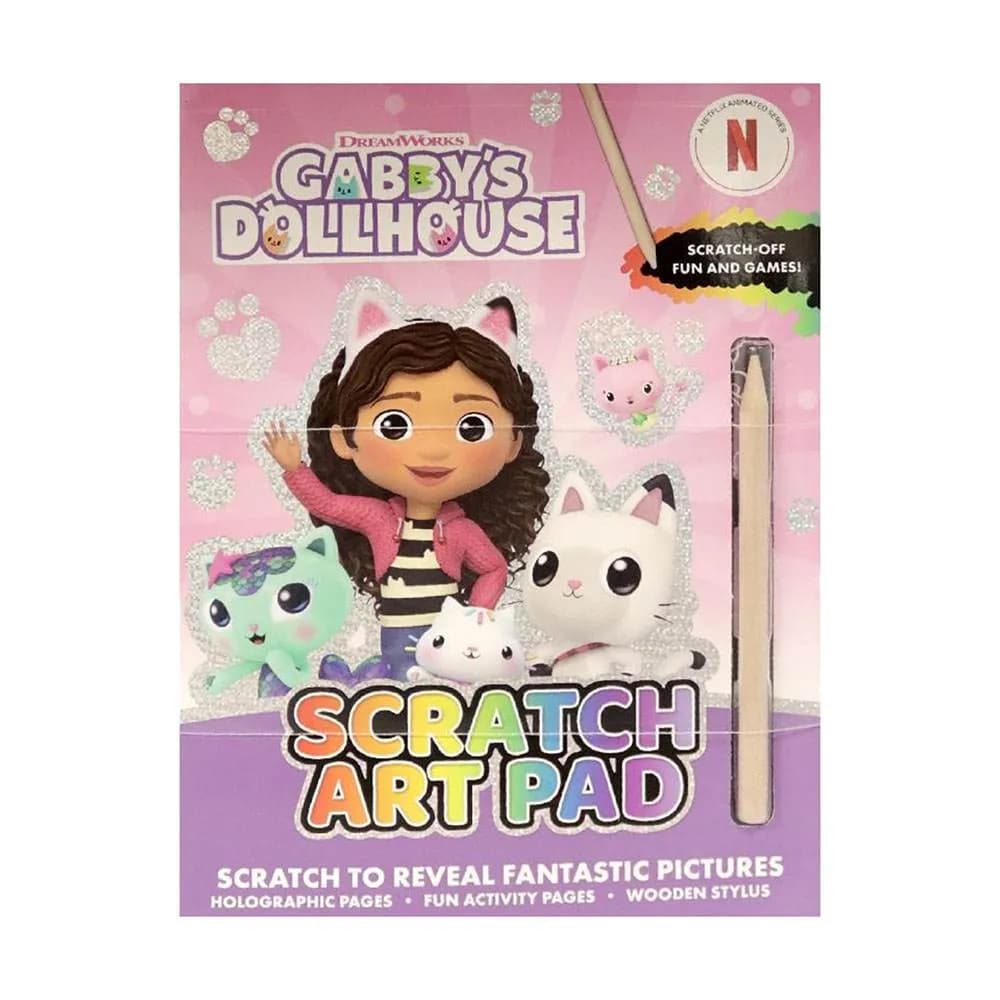 Gabby'S Dollhouse Scratch Art Paperback Pad With Wooden Pencil