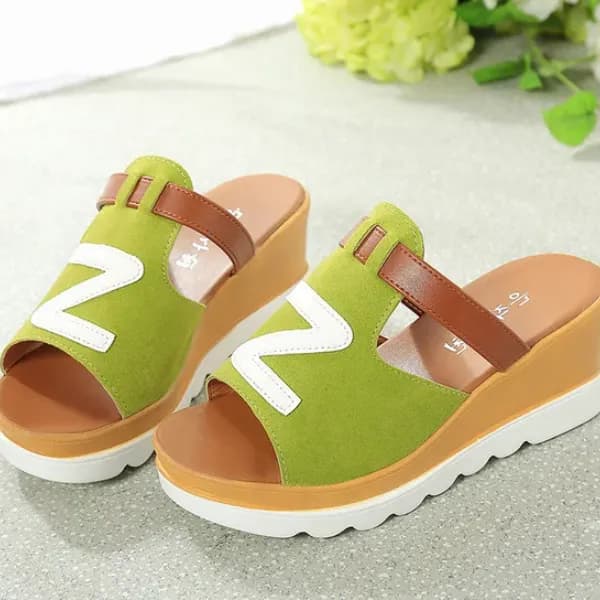 Women Loafers Non Slip Thick Bottom Fashion Wedge Sandals Eu 38 - Green