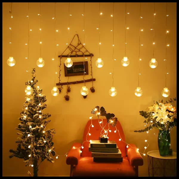 Yellow Decorative Wish Ball Led Curtain Lights For Home Decoration For Christmas