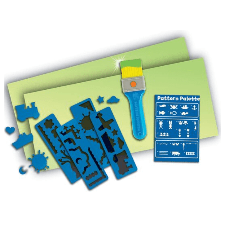 Kids Painting Board In The Dark Laser Light Technology Paint Brushes And Brushes Kit With Glitter Paper And Stencils