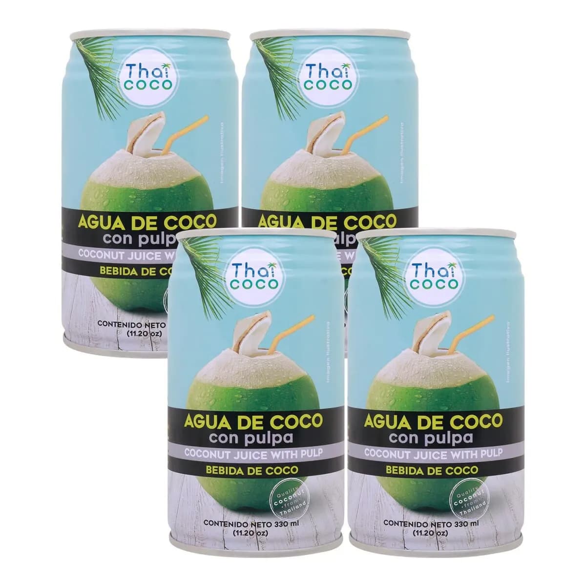 Thai Coco Coconut Juice with Pulp 4 x 330 Ml